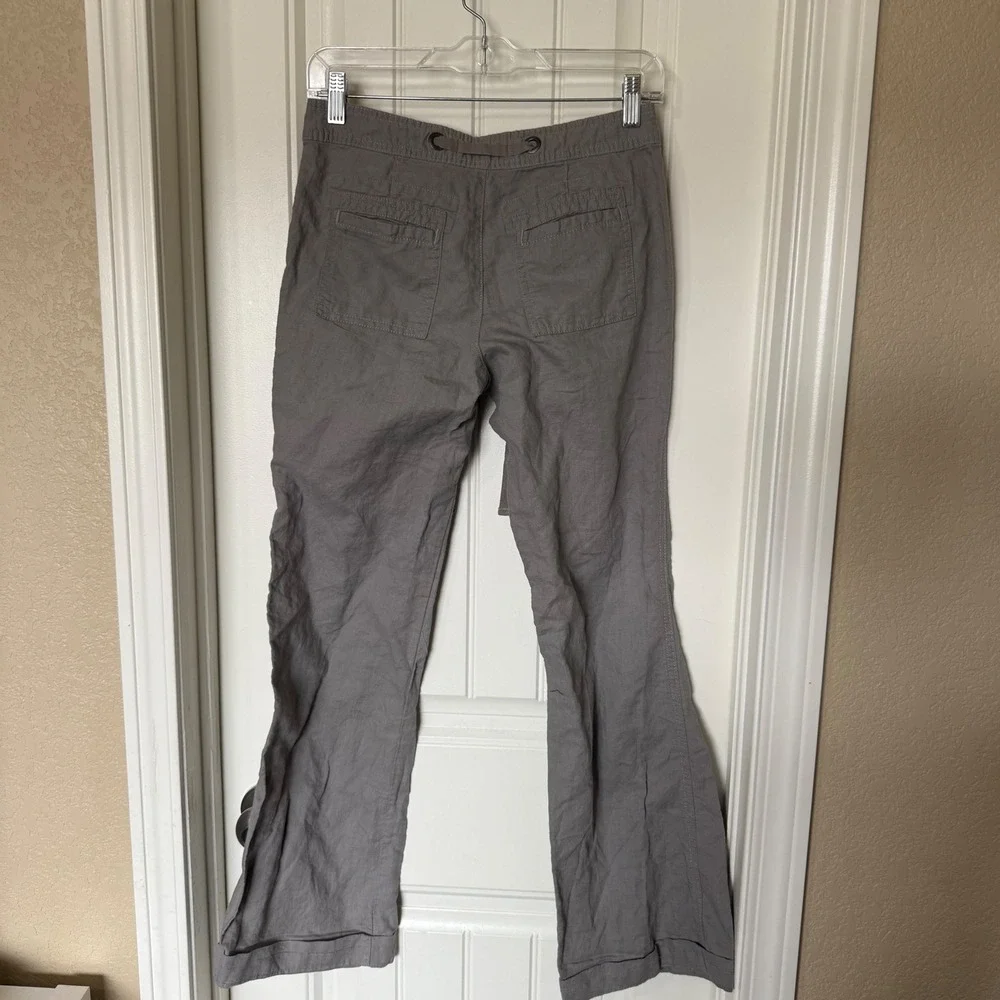 Banana Republic Martin Fit Pants Womens 0 Grey Excellent Linen Blend Utility